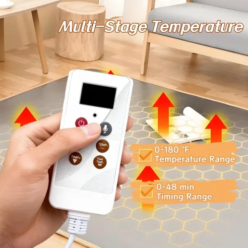 Vista 7 de Heated Area Rug, Infrared Radiant Floor Heater with Adjustable Temperature 12 Hour Timer, Electric Heated Area Rug, Great for Office, Home, Light