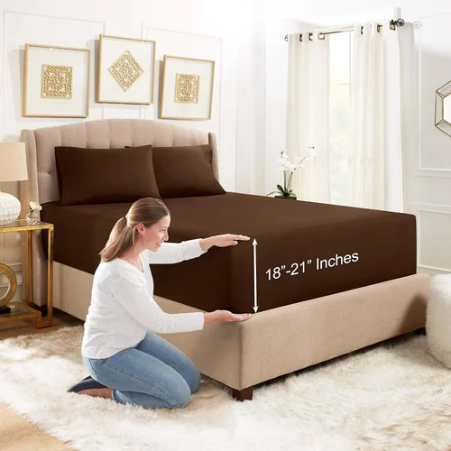 Vista 30 de Empyrean Bedding - Sábanas bajeras tamaño Queen, con sábana de cajón extra profunda – Juego de sábanas bajeras extra profundas, de 24 pulgadas