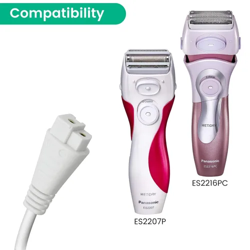 Vista 2 de Cargador de repuesto para afeitadora Panasonic ES2216PC/ES2207P, cable de carga para recortadora, con cepillo limpiador