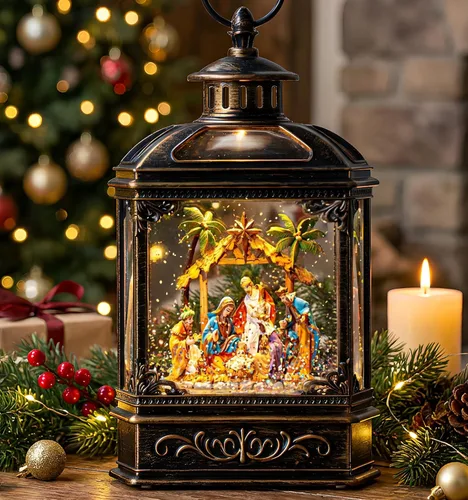 Vista 23 de Linterna de globo de nieve de Navidad, linterna brillante de agua iluminada con cable USB y funciona a baterías, para regalos y festival de Navidad