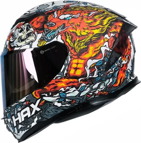 Vista 8 de HAX Force - Casco aerodinámico de cara completa que brilla en la oscuridad para bicicletas de calle y eléctricas, certificado DOT y ECE, doble