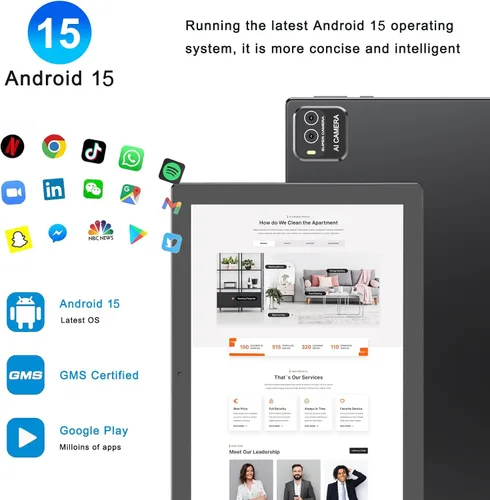 Vista 6 de Tablet 2 en 1 de 10 Pulgadas Android 14 con Teclado 64GB ROM 8GB RAM Soporta expansión de 1TB Tablet de 10.1" Incluye Ratón, Estuche, Lápiz Táctil