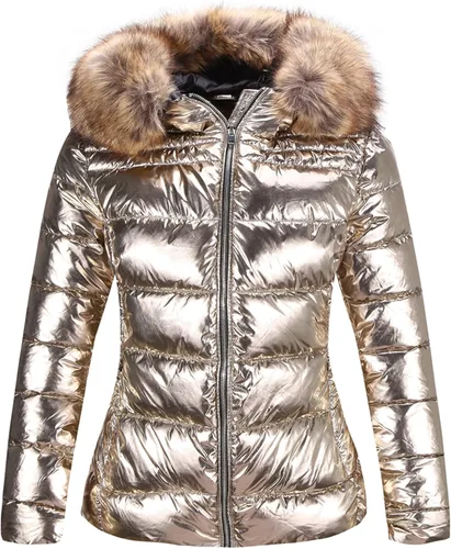 Vista 13 de Bellivera Chaqueta Acolchada Ligera para Mujer, Abrigos de Invierno para Mujer Cálidos Acolchados de Burbujas con Capucha y Cuello de Piel Sintética