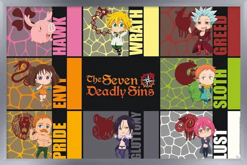 Vista 11 de Trends International The Seven Deadly Sins: Season 3 - Póster de pared de Chibi Sins, 22.4 pulgadas de largo x 14.7 pulgadas, versión enmarcada