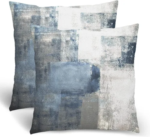 Vista 17 de BETGINY Juego de 2 fundas de almohada marrón y gris de 16 x 16 pulgadas, color gris pardo moderno, pintura de arte abstracto, para sofá, cama