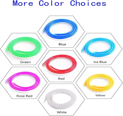 Vista 4 de QOMOLANGMA Tira LED de neón flexible de 16.4 pies (16.4 ft) de silicona, flexible, 12 V, flexible, impermeable, tira de luces LED de neón