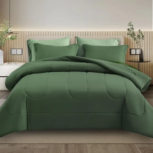 Vista 8 de Maple&Stone - Juego de edredón tamaño completo de 7 piezas, ropa de cama en una bolsa - Juego de cama con alternativa al plumón con sábanas, fundas