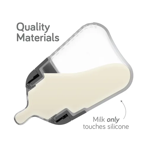 Vista 2 de Nanobebe - Biberón de silicona flexible, anticólicos, sensación natural, pezón que no se derrumba, base estable sin puntas, fácil de limpiar, Gris