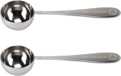 Vista 5 de Honey Bear Kitchen Cucharas medidoras de 1.0 fl oz, 2 cucharadas, acero inoxidable pulido negro, juego de 2