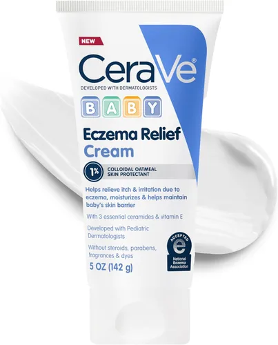 CeraVe Crema para aliviar el eccema del bebé, crema de avena coloidal al 1% con vitamina E y ceramidas, alivia y calma la picazón en la piel,