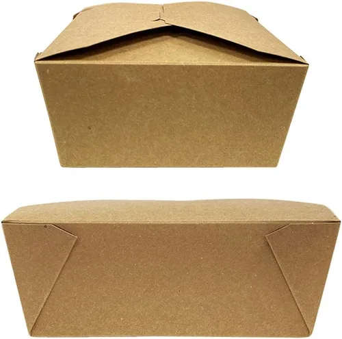 Vista 7 de Recipientes de comida Kraft Brown de 48 onzas – (paquete de 50) cajas de almuerzo reciclables resistentes a fugas y grasa, contenedores