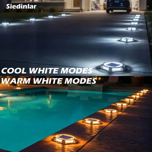 Vista 2 de SIEDiNLAR Luces solares para cubierta al aire libre, 2 modos, muelle LED, marcadores de entrada, luz impermeable para escalones, pasarela, escalera