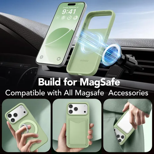 Vista 888 de GONEZ Funda magnética para iPhone 14, compatible con Magsafe, con protector de pantalla + protector de cámara, forro de microfibra antiarañazos