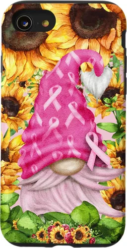 Vista 18 de Funny Breast Cancer Sunflower For Women Cute Pink Gnome Case for iPhone 16