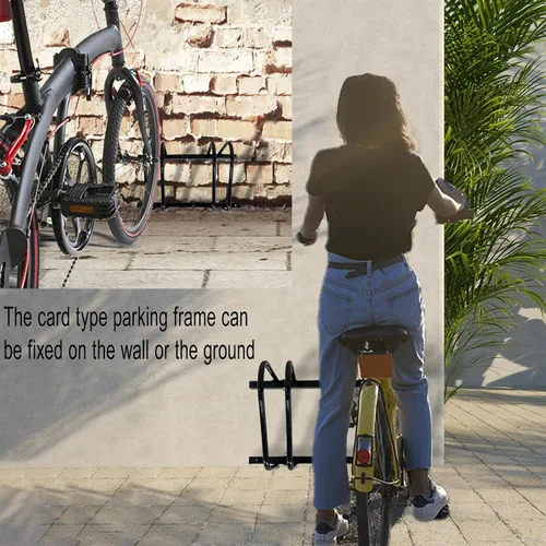 Vista 5 de XINYI Soporte de bicicleta para piso, garaje para bicicletas, garaje para interiores y exteriores, soporte de rueda de 22 a 28 pulgadas, ancho