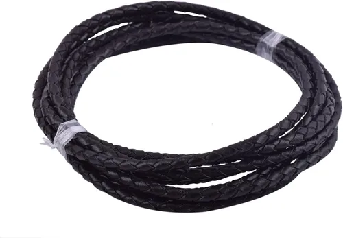 Vista 50 de KONMAY - Cordón de cuero trenzado genuino de 5 yardas, 3.0mm, marrón antiguo, redondo, para cuerda de bolo