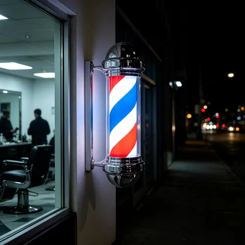 Mefeir signo de "open" con luz LED para peluquería/barbería, rojo blanco, azul, impermeables con ahorro de energía. 30"