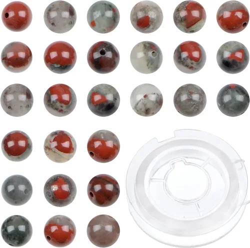 Vista 28 de Bymitel - 210 cuentas de cristal natural, piedras preciosas redondas energéticas y curativas sueltas con cordón elástico para hacer joyas, pulseras