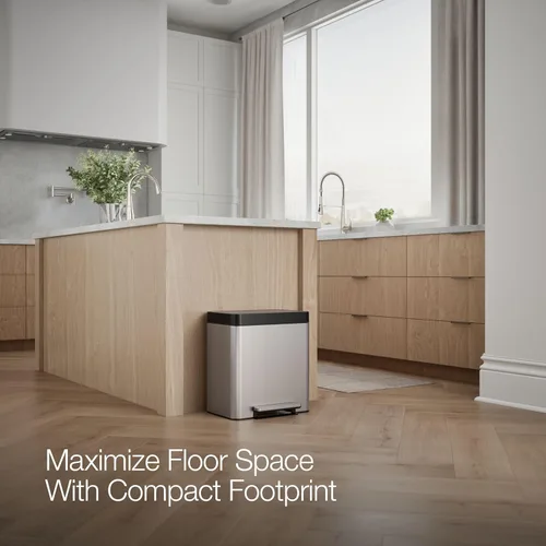 Vista 10 de KOHLER Bote de cocina compacto manos libres de 8 galones, basurero con pedal de pie, tapa de cierre silencioso, acero inoxidable, K-20942-ST