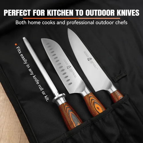 Vista 11 de TUO Varilla de afilar, acero de afilado con mayor diámetro para cuchillo de cocina, mantenimiento diario de afilado, varilla afiladora de cuchillos