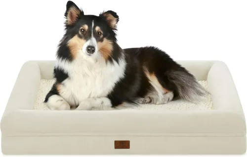 Vista 30 de Cama ortopédica para perros pequeños, cama impermeable para cachorros con funda extraíble lavable, cama de espuma para perros pequeños con respaldo
