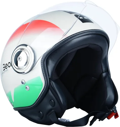 Vista 5 de Open Face Motorcycle Helmet for Adults,DOT Approved - Moped Half Vespa Retro Helmet with Anti-Scratch Visor for Men and Women