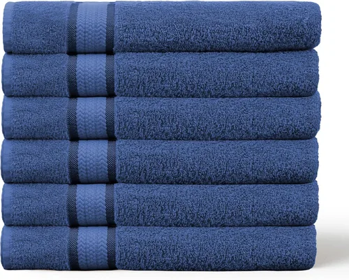 Vista 30 de Juego de de toallas supersuaves de algodón de 21 oz, con banda de rayón, cuidado fácil con lavado a máquina, ideal para uso diario