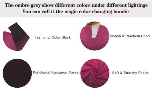 Vista 2 de VISLILY - Sudaderas con capucha para mujer, talla grande, con bloques de color y bolsillos, talla XL a 4XL