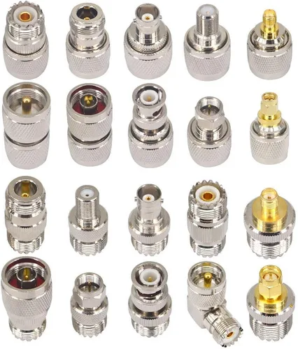 Kit de conectores coaxiales RF UHF Juego de conectores UHF SO239 PL259 UHF a SMA/UHF a BNC/UHF a N/UHF a adaptador F hembra a hembra conector