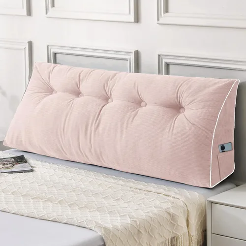 Vista 41 de Sasttie Almohada de cabecera tamaño Queen, almohada de cuña cabecera para sentarse en la cama, cojín triangular con soporte de respaldo para leer