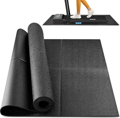 Vista 9 de Alfombrilla plegable de goma para caminadora, alfombrilla para bicicleta estática con absorción de impactos impermeable, antideslizante, tapete