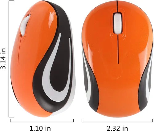 Vista 7 de elec Space Mini pequeño ratón inalámbrico para viaje óptico portátil Mini ratón inalámbrico con receptor USB para PC portátil (naranja)