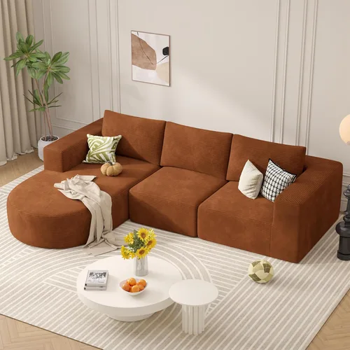 Vista 31 de Sofá cama modular, sofás de nube convertibles para sala de estar, 2 tumbonas de pana sin hueso, sofá cama de gran tamaño para dormitorio,