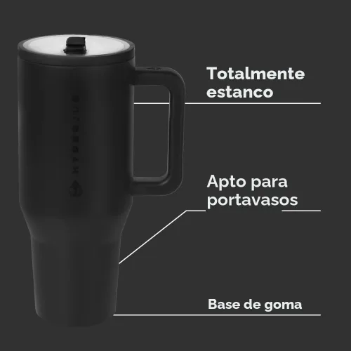 Vista 2 de HydroJug Traveler - Botella de agua de 40 onzas con asa y popote abatible, cabe en el soporte para tazas, vaso resistente a fugas, reutilizable