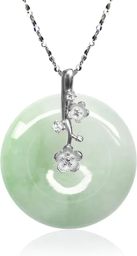 Vista 11 de Dahlia Collar eterno de jade en forma de círculo, jadeíta de grado A certificada de Birmania auténtica para la paz