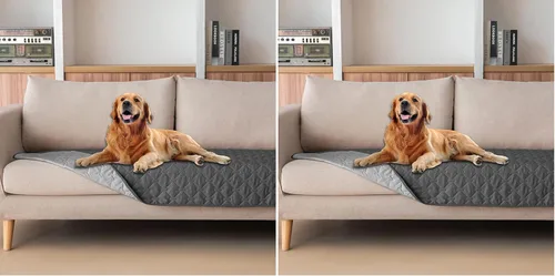 Vista 51 de gogobunny - Manta para perros y gatos 100% impermeable y de doble cara, funda suave para cama de mascotas, reversible, protege muebles, carbón