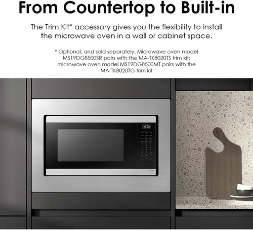 Vista 8 de SAMSUNG Horno microondas de mostrador de 1,9 pies cúbicos con sensor de cocción, acero inoxidable mate negro, MS19DG8500MTAA