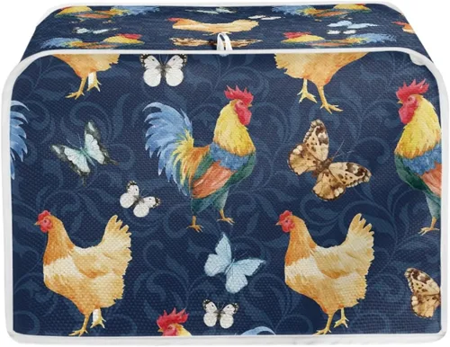 Vista 34 de Funda antipolvo para tostadora de pollo con estampado floral de gallo de 2 rebanadas, lavable, funda para hacer pan, antipolvo, cubiertas