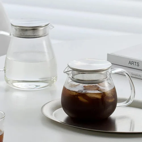 Vista 3 de IwaiLoft Tetera de vidrio con tapa de filtro de acero inoxidable extraíble, apta para estufa y microondas, hervidor de vidrio de borosilicato