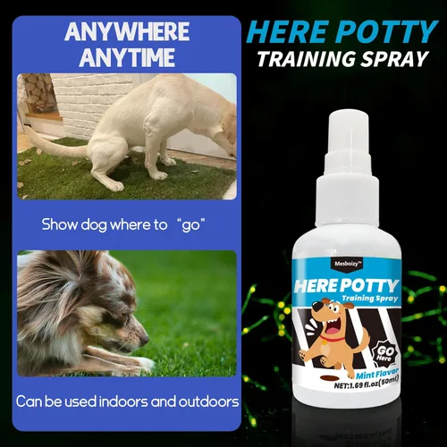 Vista 4 de Juego de aerosol para orina de perro, incluye spray de entrenamiento Here Potty & Not Here, spray de entrenamiento para perros, ayuda a los perros a