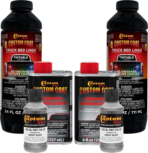 Vista 50 de Custom - Kit de revestimiento de uretano negro de 0.875 galones con pistola de aerosol con regulador