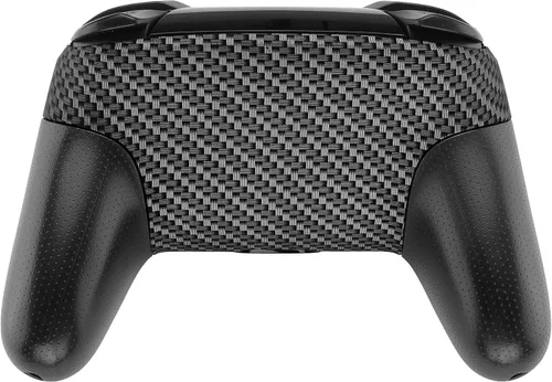 Vista 6 de eXtremeRate - Carcasa de repuesto para mando NS Switch Pro con diseño de fibra de carbono color negro y plateado