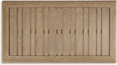 Vista 6 de Signature Design by Ashley Gerianne - Mesa de cóctel rectangular contemporánea para exteriores, superficie de listones que repele el agua de lluvia