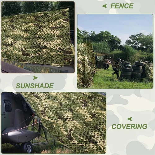 Vista 7 de Red de Camuflaje Red de Camuflaje 6.5ft×10ft, 10ft×10ft, 20ft×20ft, con Respaldo de Malla, Redes para Puesto de Caza, Toldo Parasol, Red de Lona