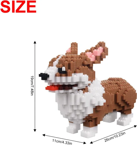 Vista 2 de Mini bloques de construcción Larcele de perros, ladrillos de juguete para construir mascotas, 950 piezas KLJM-02, Gran Corgi