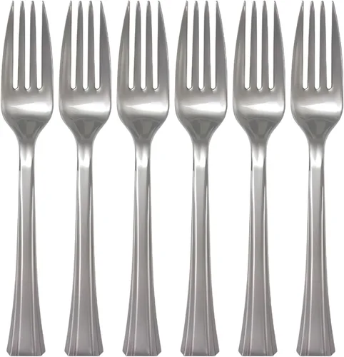 Vista 13 de Lillian tablesettings 48 cubiertos de plástico., tenedores, Transparente