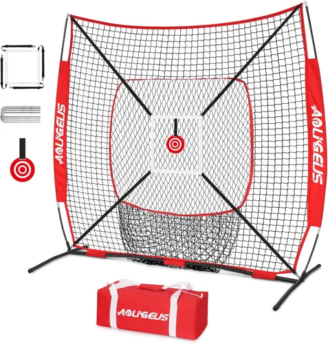Vista 11 de Red de práctica de béisbol y sóftbol de 6'x6', red de lanzamiento, red de bateo, con zona de strike adicional, objetivo y marco de arco