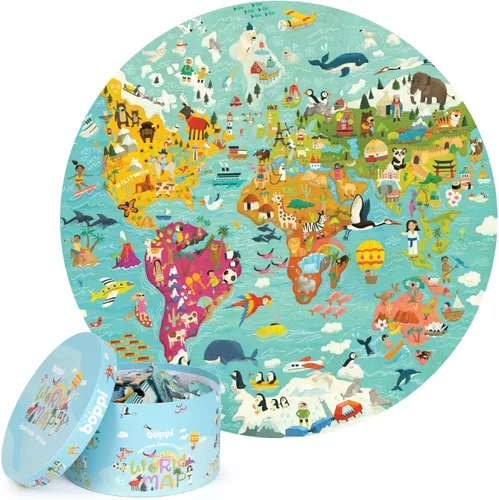 Vista 15 de boppi Round 150 Piece Jigsaw for Kids Aged 5-8 Educational Animals Around the World Puzzle with Continents & Animal Habitats Eco-Friendly
