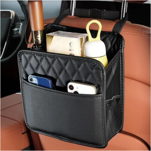 DXNQ Organizador de respaldo de asiento de automóvil, bolsa colgante plegable de gran capacidad con 3 bolsillos adicionales, organizador de