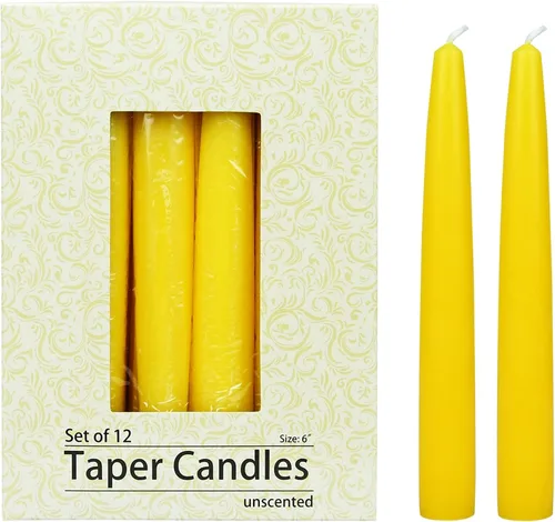 Zest Candle Velas cónicas de 12 piezas, 6 pulgadas, color amarillo